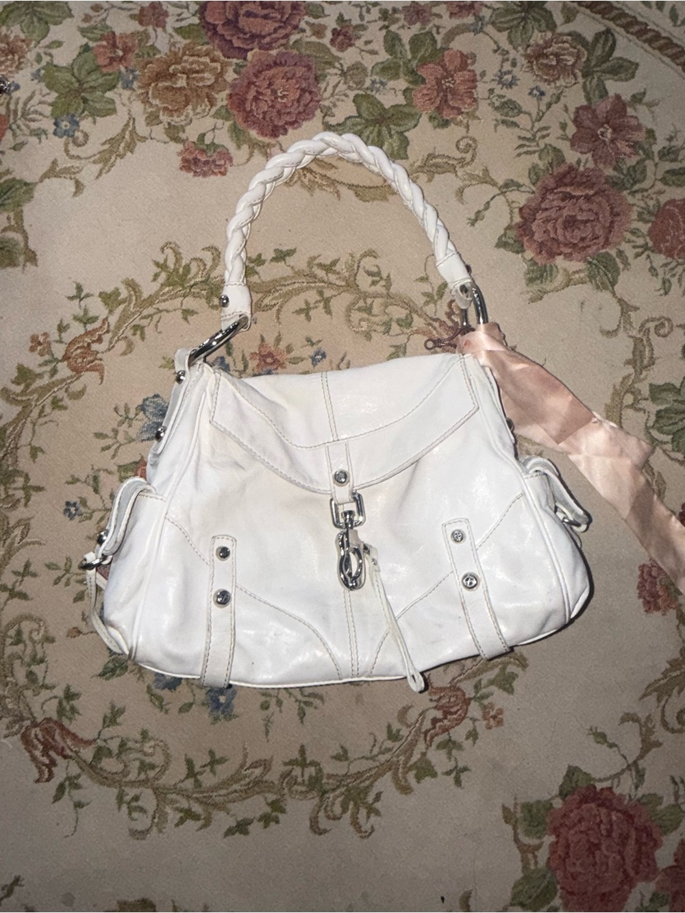 White Braided-Handle Shoulder Bag - Women's Fashion Handbag